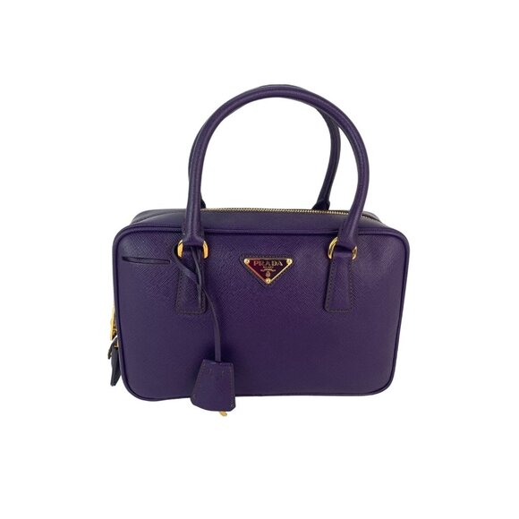 Prada Saffiano Leather Lux Small  Top Handle Viola Purple Handbag - Picture 1 of 10